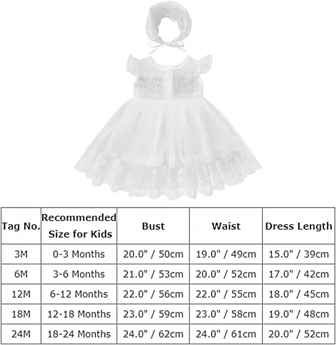 Vista 7 de Vestido de bautizo para niña recién nacida, con sombrero, encaje de flores, boda, primer cumpleaños, verano, bautizo, sesión de fotos