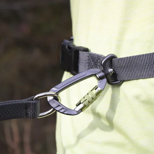 Vista 4 de Tuff Mutt Correa de cintura manos libres para perros para caminar, correr y hacer senderismo, clip de mosquetón, cinturón ajustable con doble asa