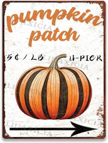 Vista 9 de Letrero de metal con diseño de calabaza, Día de Acción de Gracias, regalo para amantes de la decoración, arte de 8.00 x 12.00 pulgadas