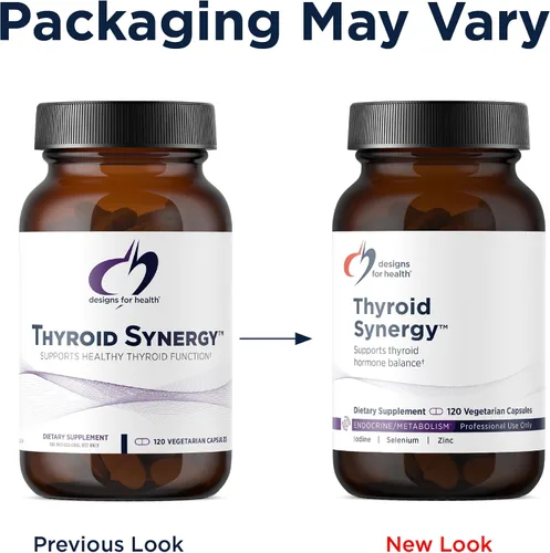 Vista 4 de Designs for Health Thyroid Synergy - Suplemento de apoyo tiroideo con yodo, ginseng americano, selenio, zinc + manganeso, vitaminas veganas