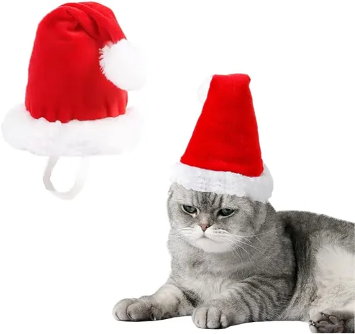 Vista 8 de ANIAC Sombreros de hámster de Navidad, disfraz de conejillo de indias, mini sombrero de Santa para gatito, chinchilla, conejo, erizo, hurón