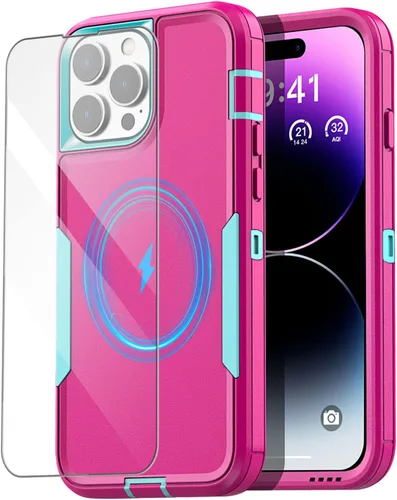 Vista 8 de AICase Funda para iPhone 14 Pro Max (6.7") con Protector de Pantalla de Vidrio, Protección contra Caídas de Servicio Pesado, Cuerpo Completo