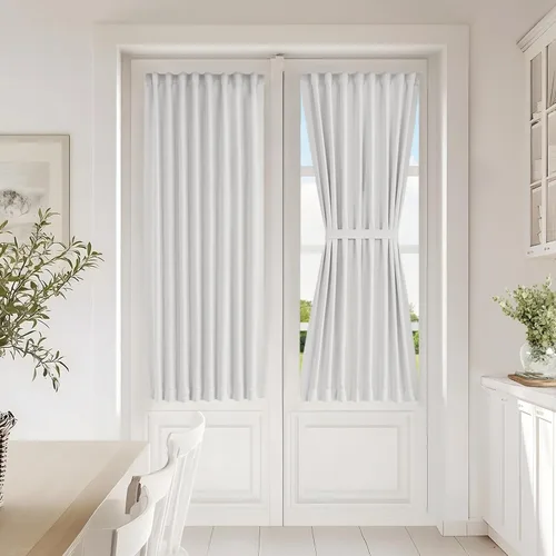 Vista 56 de Vatge Cortinas laterales autoadhesivas para puertas de cristal, sin taladro, extraíble, panel de filtrado de luz, 1 panel, 12 pulgadas de ancho x 60