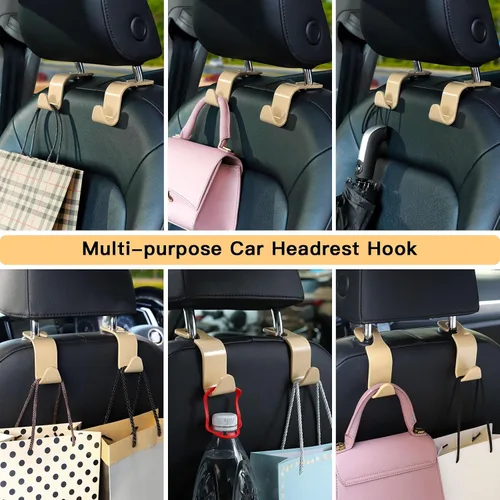 Vista 7 de Soleebee Paquete de 4 Ganchos para Reposacabezas de Automóvil - Ganchos Universales para Automóvil para Colgadores de Asiento Trasero, Organizador