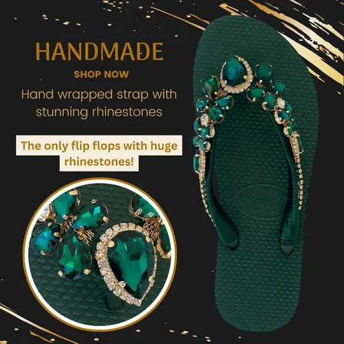 Vista 3 de Chanclas de diamantes de imitación glamorosas para mujer