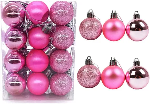 Vista 12 de ALIMITOPIA 24 bolas de Navidad de 1.2 pulgadas, bolas colgantes de plástico inastillables para decoración de árbol de Navidad