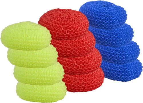 Vista 12 de Estropajos de nailon, para platos, ollas y estufas, estropajos de malla duraderos, para una limpieza resistente. Estropajos de nailon para platos