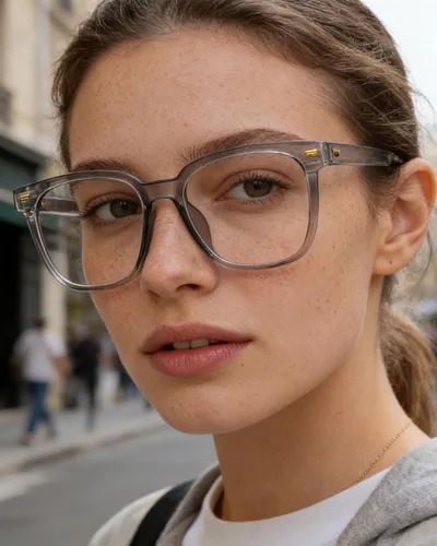 Vista 2 de PANNER Gafas cuadradas de gran tamaño con bloqueo de luz azul antideslumbrante para computadora Gris