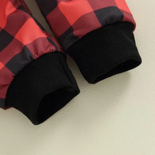 Vista 5 de Conjunto de sudadera de manga larga con estampado de letras y pantalones deportivos a cuadros, 2 piezas para otoño e invierno