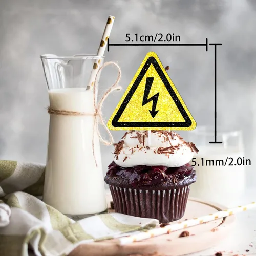 Vista 2 de 18 piezas de purpurina dorada herramientas postre magdalena decoración eléctrica liniero tema suministros de decoración niño hombre feliz cumpleaños