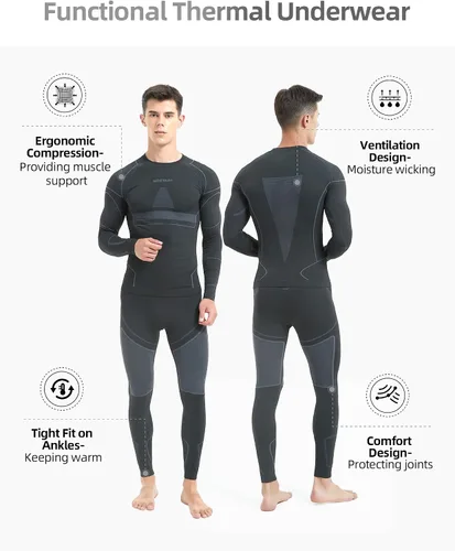 Vista 2 de NOOYME Ropa interior térmica para hombre, capa base de ropa interior larga para clima frío