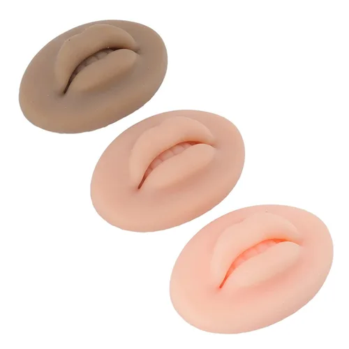 Vista 6 de 3 labios falsos, labios de silicona 3D para práctica de maquillaje, labios falsos de silicona suave, para práctica de tatuajes, para práctica