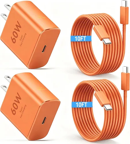 Vista 8 de 60W cargador rápido USB tipo C cable de carga rápida del cargador del azul+violeta