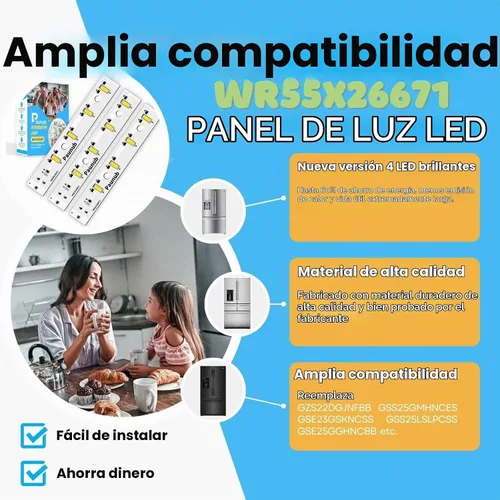 Vista 5 de Nueva placa de luz LED WR55X26671 mejorada para refrigeradores con congelador GE, impermeable, 3 piezas, 1 año de garantía