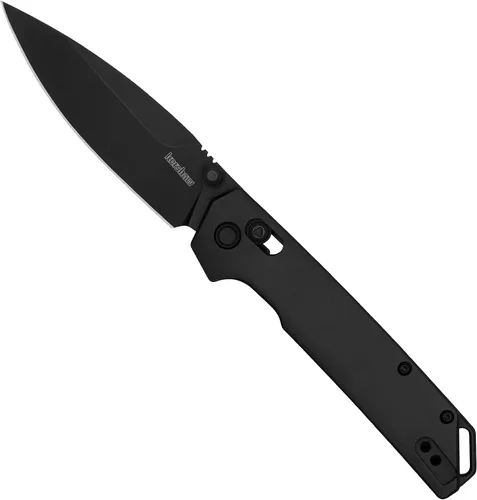 Vista 2 de Kershaw Iridium Reverse Tanto - Cuchillo de bolsillo plegable, elegante hoja de acero D2 de 3.4 pulgadas, mecanismo de bloqueo DuraLock, mango