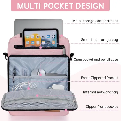 Vista 4 de TORIBIO Funda acolchada para portátil de 15 pulgadas Rosa