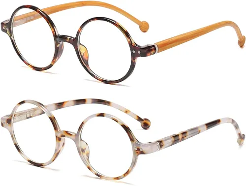 Vista 8 de JOVAKIT Lentes de bloqueo de luz azul redondos retro para mujeres y hombres, estilo literario vintage, sin receta
