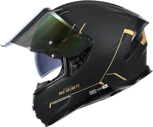 Vista 7 de HAX Force - Casco de cara completa aerodinámico para motos y e-bikes certificado DOT y ECE - Visor doble mejorado, talla adulto, listo para Pinlock