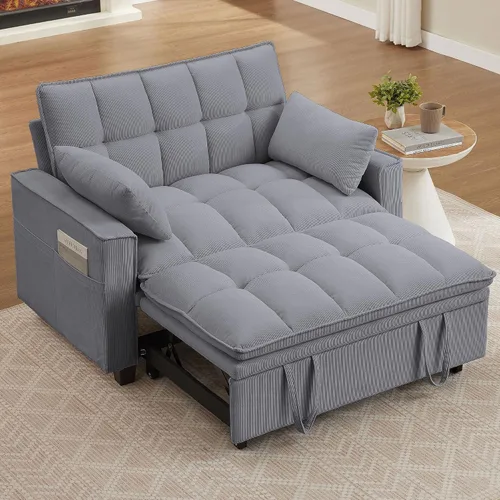 Vista 15 de 57" Small Loveseat Sofa, Mid Century Modern Love Seat Couch with Back Cushions and Plastic Legs, 2 Seater Couches for Living Room, Bedroom, Small