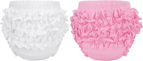 Vista 10 de Durio Ruffle Baby Bloomers - Fundas de pañales de algodón para niñas 0-2T A Blanco