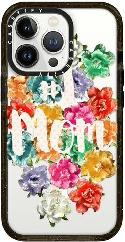 Vista 25 de CASETiFY Funda Impact para iPhone 13 [Protección contra caídas de grado militar 4X de 8.2 pies/Compatible con Magsafe] - #1 Mom - Transparente