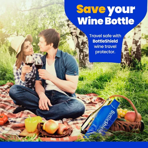 Vista 5 de Paquete de 4 bolsas de viaje reutilizables para protección de vino, de Bottle Shield, con acolchado de burbujas, irrompible, a prueba de fugas