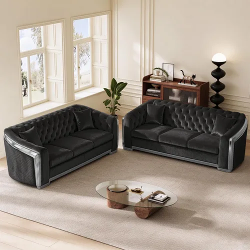 Vista 19 de DAMAIFROM Sofá Chesterfield moderno de mediados de siglo, sofá de terciopelo de 62" blanco y dorado, sofá biplaza curvo de lujo para sala de estar