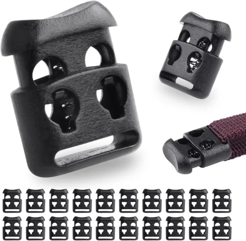 Vista 11 de CooBigo Plastic Cord Locks for Paracord Drawstring Clip, Spring Toggle Cord Stopper Sweatpant Hat Gloves Hoodie String Lock