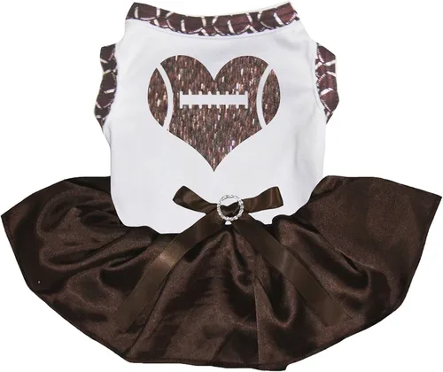 Vista 5 de Petitebella Rugby Heart - Vestido para perro (marrón/marrón, talla XS)