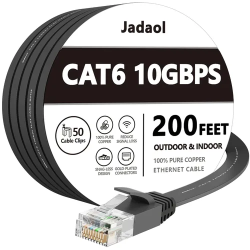 Vista 40 de Cable Ethernet Cat 6 de 1 pie (paquete de 6), para exteriores e interiores, compatible con red Cat7 de 10 Gbps, cable de conexión LAN plano