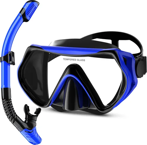 Vista 9 de Snorkeling Gear, Dry Snorkel Set180° Panoramic Wide View,Anti-Fog Scuba Diving Mask, Professional Snorkeling Gear for Free Breathing, Swimming