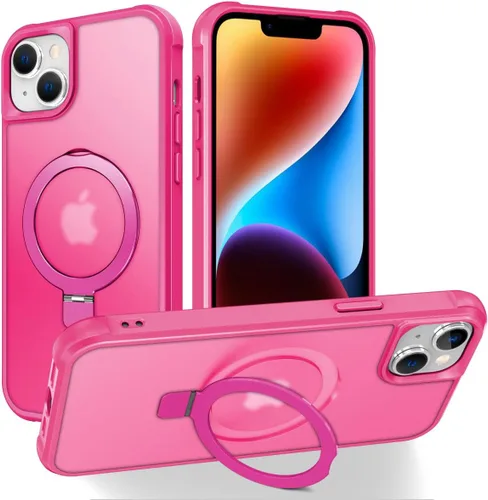 Vista 104 de CHAOFEnG Funda magnética compatible con iPhone 11 con soporte, prueba de caídas de grado militar, compatible con imán, anillo translúcido, parte