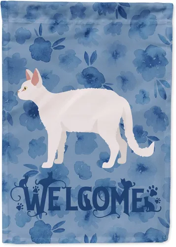 Vista 110 de Caroline's Treasures CK4813CHF - Bandera de bienvenida con gato abisinio azul, manga grande, para porche, para colgar en la pared, poliéster