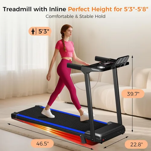 Vista 7 de Aiteid Treadmill with Incline,3.0HP Small Treadmills for Home,Portable Electric Treadmill with Handles,Lightweight Walking Pad,Compact Running