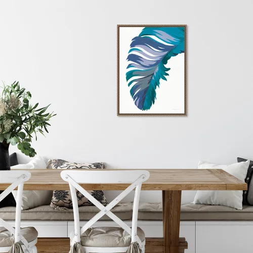 Vista 6 de Amanti Art Framed Canvas Wall Art 24x18 Retro Big Leaf I Cool by Danhui Nai, Framed Wall Art Canvas, Abstract Artwork, Traditional Decor, Medium