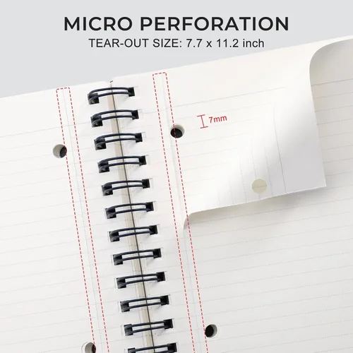 Vista 3 de EMSHOI Cuaderno con espiral A4, cuaderno de rayas universitario - 300 páginas, papel grueso de 100 g/m², se abre 180° para colocarse plano
