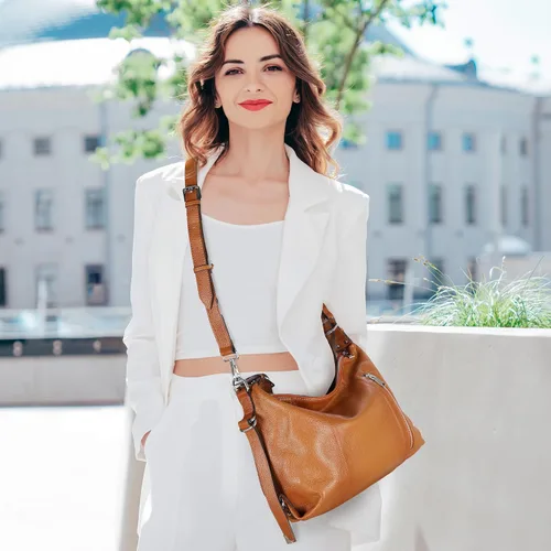 Vista 9 de Heshe - Bolso de cuero vintage para mujer, bolsos de diseño, con manija Soft, Genuine Leather