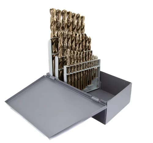 Vista 16 de Drill America Juego de 8 brocas de mango reducido de cobalto m42 en caja de metal (9/16" - 1" x 16ths), serie D/ACO