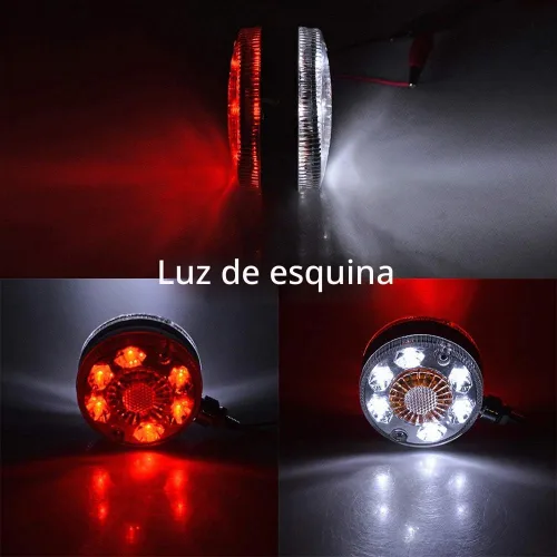 Vista 6 de Astra Depot 1 par de luces de cara doble de 24 LED de 3 pulgadas redondas, rojas/ámbar/blancas con lente transparente, para guardabarros SEMI CAMIÓN