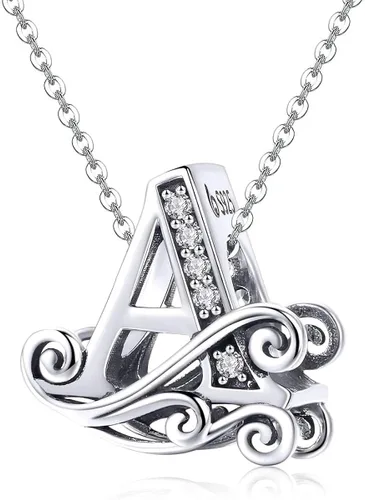 Vista 5 de Plata de ley 925 maciza con piedras cúbicas opciones de regalo completas AZ alfabeto encantador letras abalorios para pulseras europeas Pandora
