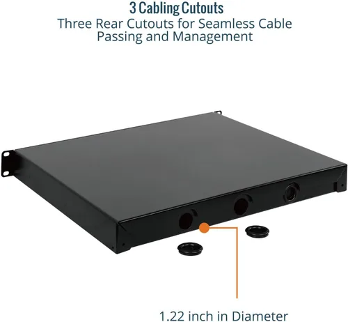 Vista 5 de Tecmojo Cajón de rack de 1U, cajón de montaje en rack para equipo de red de 19 pulgadas, rack de servidor/AV o gabinete de gabinete, cajón
