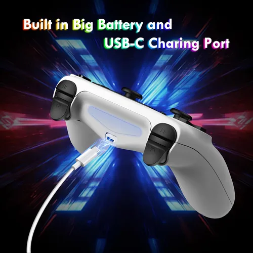 Vista 5 de DEFNDR 2 Pack Wireless Controller for PS4 - Controller fit for PlayStation 4/Pro/Slim/PC, Spider Pattern Design, 1000mAh Battery, Adjustable RGB