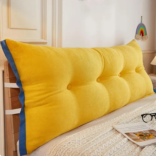 Vista 13 de Almohada de cama de lectura con cuña, almohada de forro polar de algodón, almohada grande para cabecero, respaldo de cama, cojín de apoyo de Azul