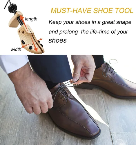 Vista 7 de Demarzily Estirador de zapatos de madera de 2 vías, estirador de zapatos de tamaño grande para hombres y mujeres, ajuste de longitud y ancho