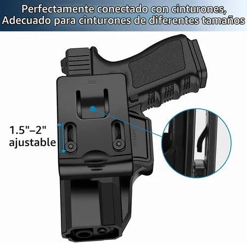 Vista 3 de Funda Glock 19, funda de polímero OWB para Glock 19, 19X, 44, 45 (Gen 1-5), Glock 23, 32 (Gen 1-4), 60 ajustables, diestros