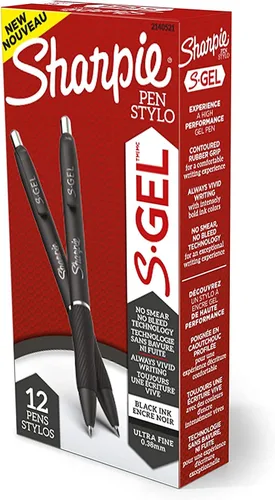 Vista 6 de SHARPIE S-Gel, bolígrafos de gel, barril de metal elegante, plomizo, punta media (0.028 in), tinta negra, 4 unidades y S-Gel, bolígrafos de gel