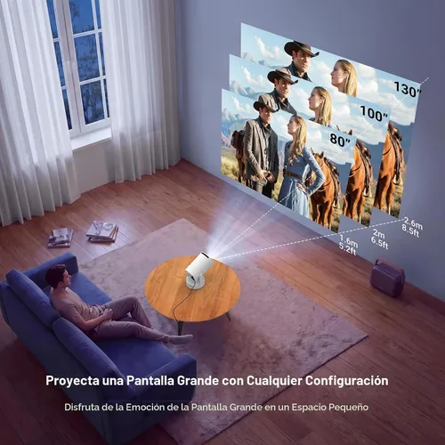 Vista 5 de Mini proyector, proyector portátil, soporte 4K y altavoz de 5 W Lvory Blanco-4
