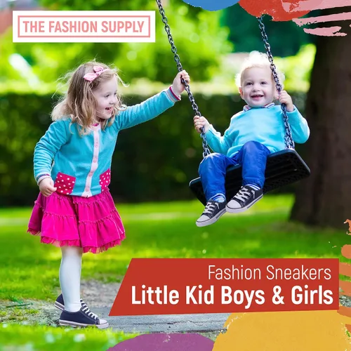 Vista 5 de The Fashion Supply Zapatos de lona para niños y niñas - Zapatos de lona transpirables para niños y niñas, tenis de lona para niños y niñas