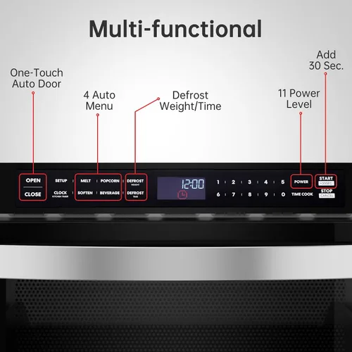 Vista 4 de Cajón de microondas integrado de 24 pulgadas, ThermoMate de 1.2 pies cúbicos, cajón de microondas con preajustes automáticos, 1000 vatios con 11