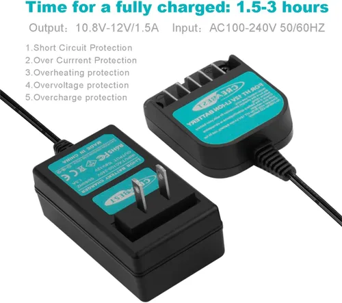 Vista 7 de Creabest 10.8V-12V Li-ion Battery Charger Compatible with Hitachi BCL1015